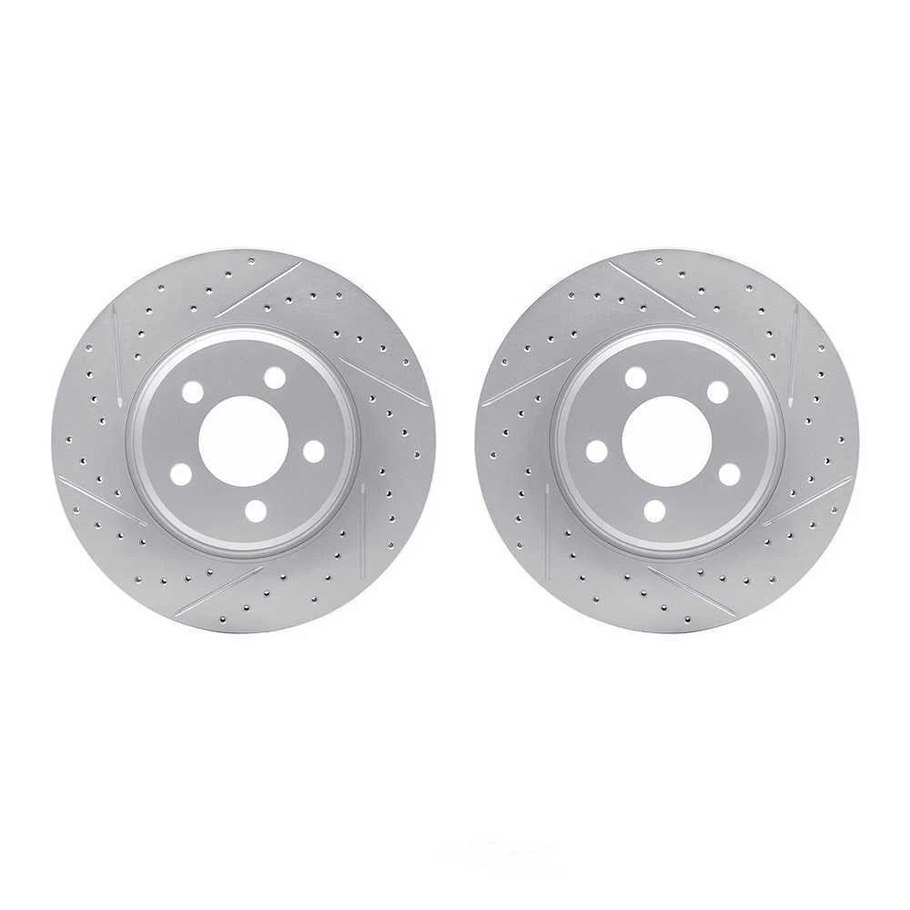 R1 05-23 Chrysler 300 Front Drilled & Slotted Carbon Coated Brake Rotor Set