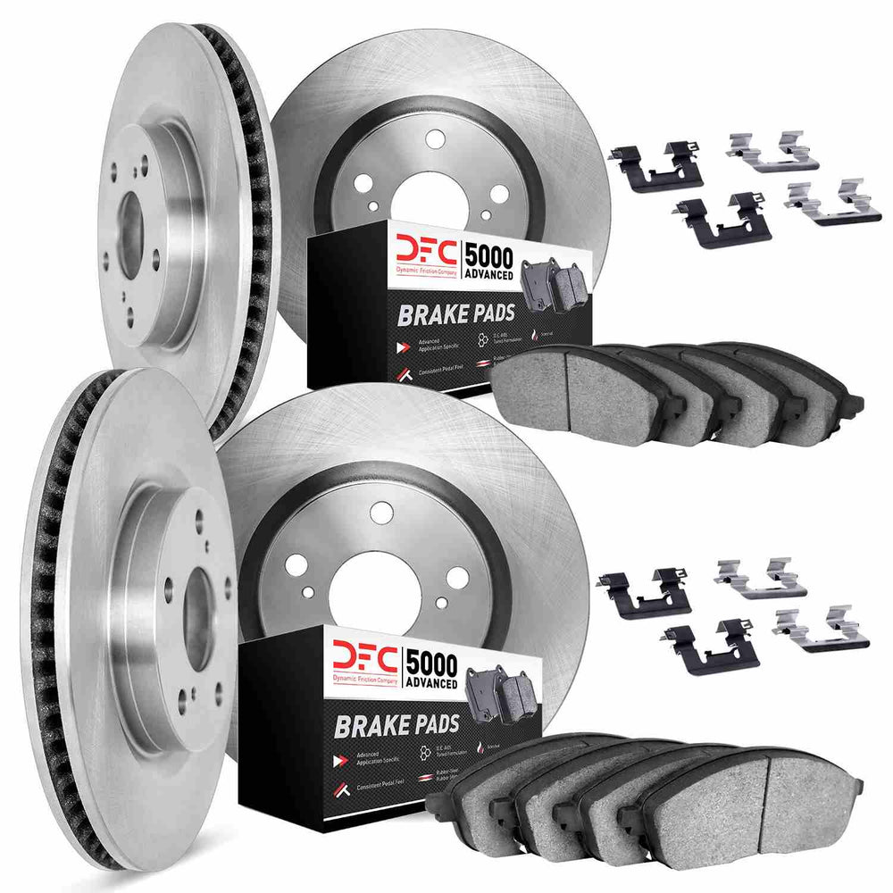 DFC 84-89 Chrysler Conquest Front & Rear Rotors with 5000 Advanced Brake Pads w/Hardware