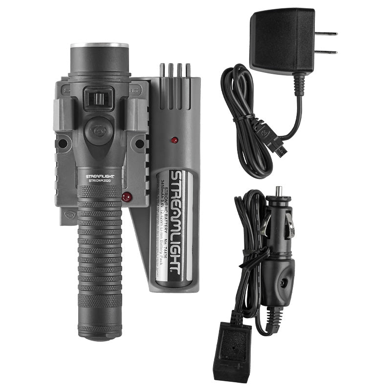 STRION 2020 RECHARGEABLE LED FLASHLIGHT 120V/100V AC/12V DC 1 HOLDER BLACK