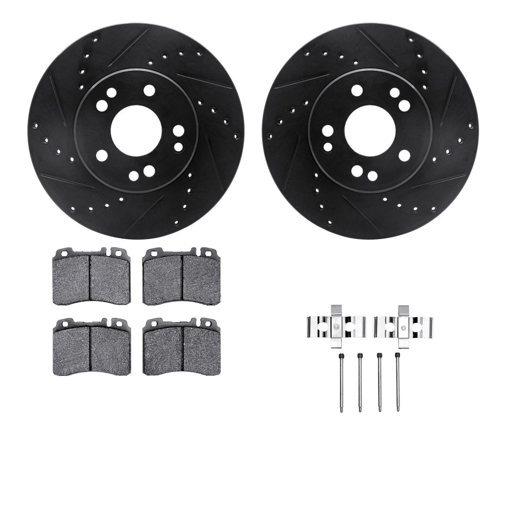 R1 E- Line Series Brake Rotor - D/S - Black w/ Ceramic Pads Hdw Fits Mercedes-Benz 300CE