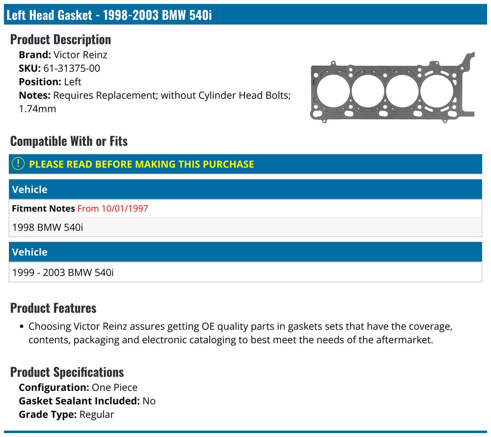 Engine Cylinder Head Gasket Set - 02-33396-01