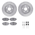 R1 Concepts Silver Drilled Slotted Rotors with 5000 Oep Brake Pads Hdw Fits Toyota C-HR