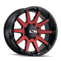 Cast Aluminum Wheels 143 RD 20x9 Red Machined Face Gloss Black 8 On 170 Bolt Pattern 18 Offset ION Wheels