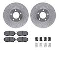 R1 Concepts Silver Drilled Slotted Rotors with 5000 Oep Brake Pads Hdw Fits Ford Edge