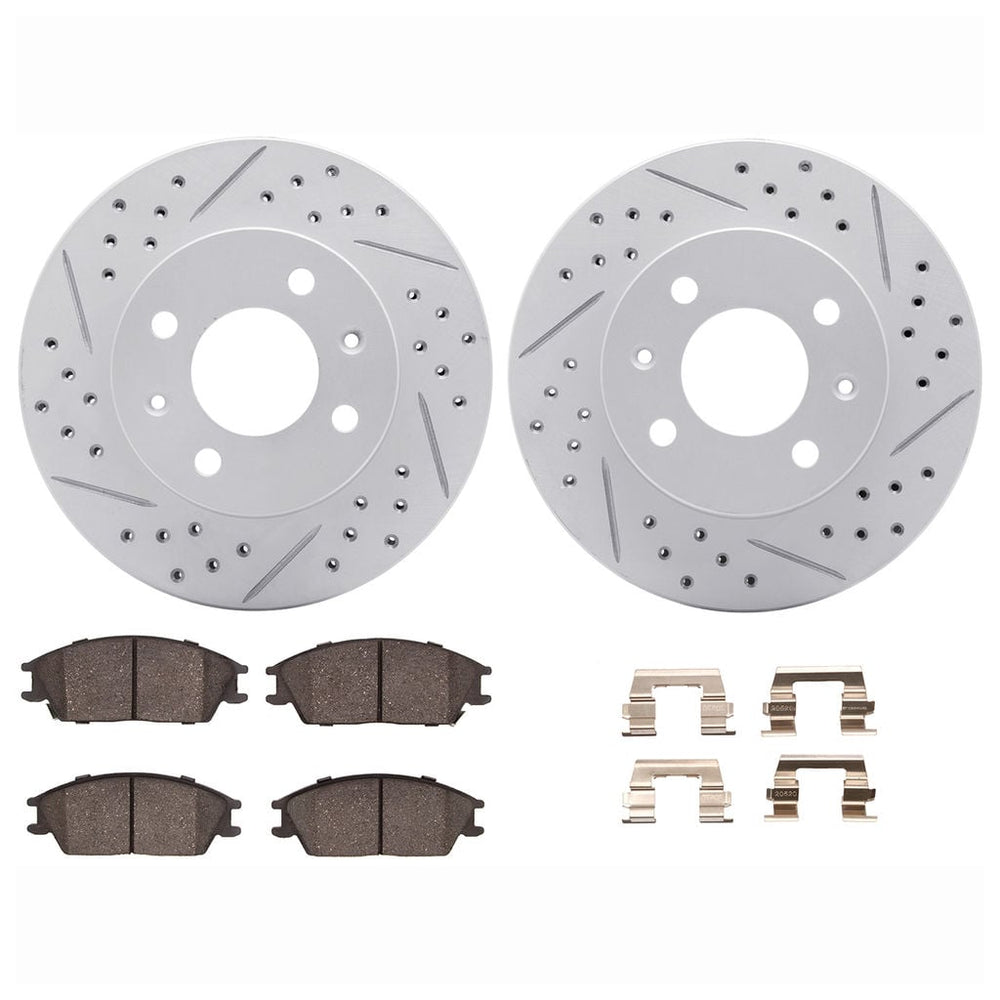 DFC 03-06 Dodge Verna Front Drilled & Slotted Geoperformance Rotors 5000 Advanced Pads w/Hardware