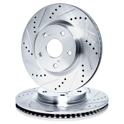 R1 06-10 Jeep Grand Cherokee Rear Drilled & Slotted Silver Brake Rotor Set