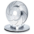 R1 06-10 Jeep Grand Cherokee Rear Drilled & Slotted Silver Brake Rotor Set