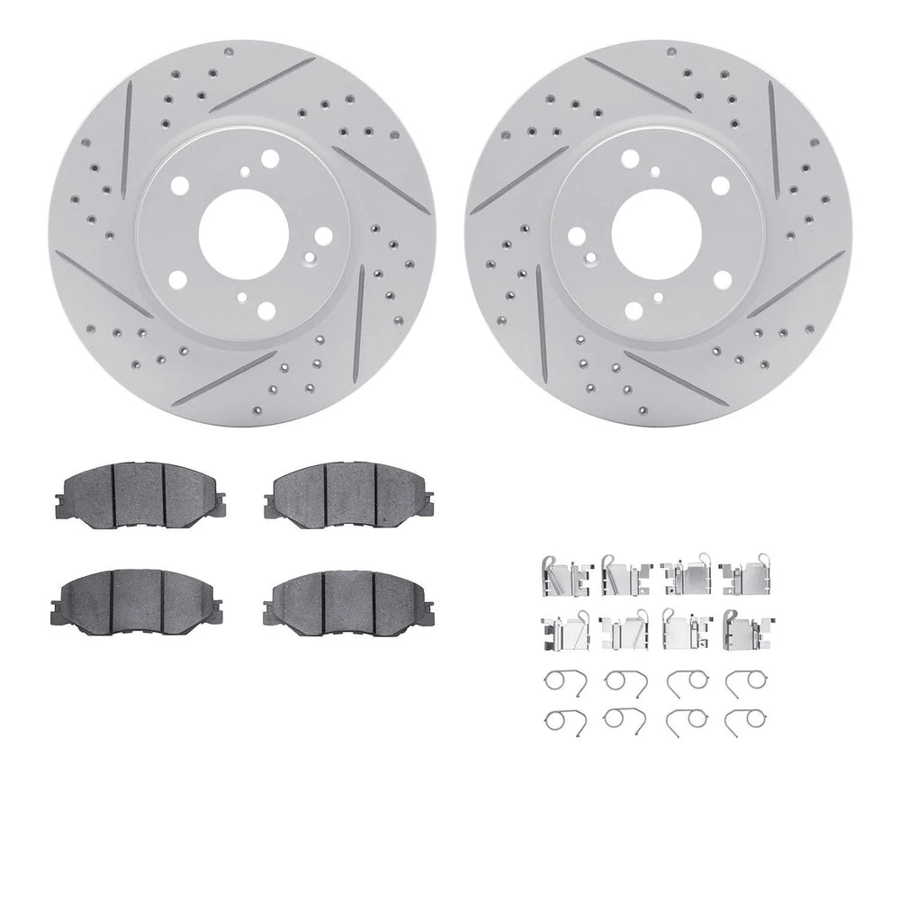 DFC 19-25 Honda Insight Front Drilled & Slotted Geoperformance Rotors 5000 Advanced Pads w/Hardware