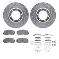 R1 Concepts Silver Drilled Slotted Rotors with 5000 Oep Brake Pads Hdw Fits Dodge D50