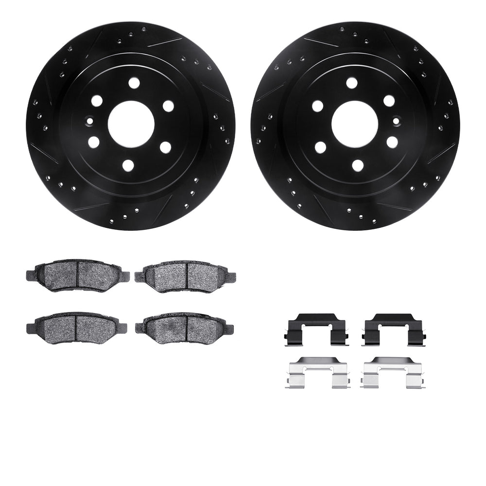 R1 E- Line Series Brake Rotor - D/S - Black w/ Ceramic Pads Hdw Fits Cadillac SRX
