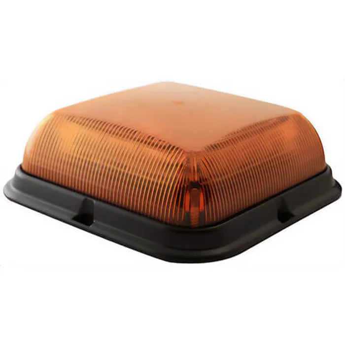 LED BEACON SQUARE POLY BASE LOW PROFILE 1224VDC 8 FLASH PATTERNS AMBER