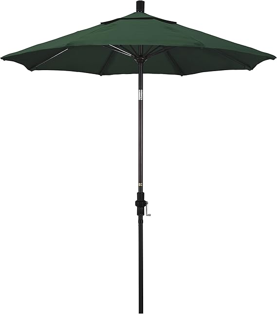 SUN MASTER SERIES 7.5FT ALUM/FIBERGLASS CRANK COLLAR TILT MARKET UMBRELLA IN GREEN SUNBRELLA