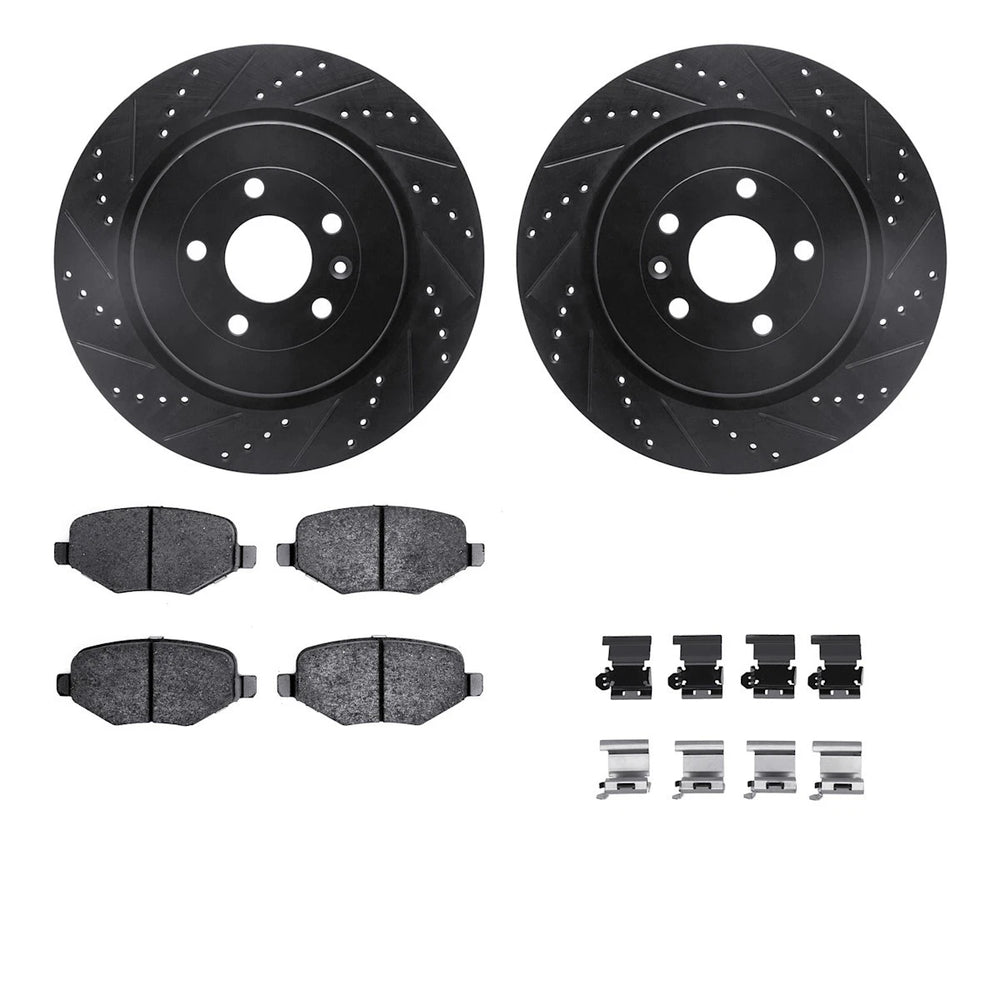 R1 E- Line Series Brake Rotor - D/S - Black w/ Ceramic Pads Hdw Fits Lincoln MKT