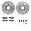 R1 05-14 Ford Mustang Front Drilled & Slotted Silver Brake Rotor Set w/Ceramic Pads and Hardware