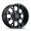 MAYHEM WARRIOR 8015 GLOSS BLACK MILLED PRISM BLUE 20X9 8-165.1 0MM 130.8MM