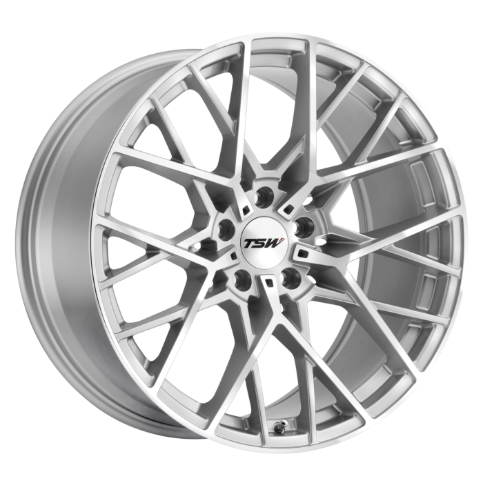 ~(32 lbs. 21X21X10)~ TSW SEBRING 19x8.5 5/100 ET35 CB72.1 SILVER W/ MIRROR CUT FACE