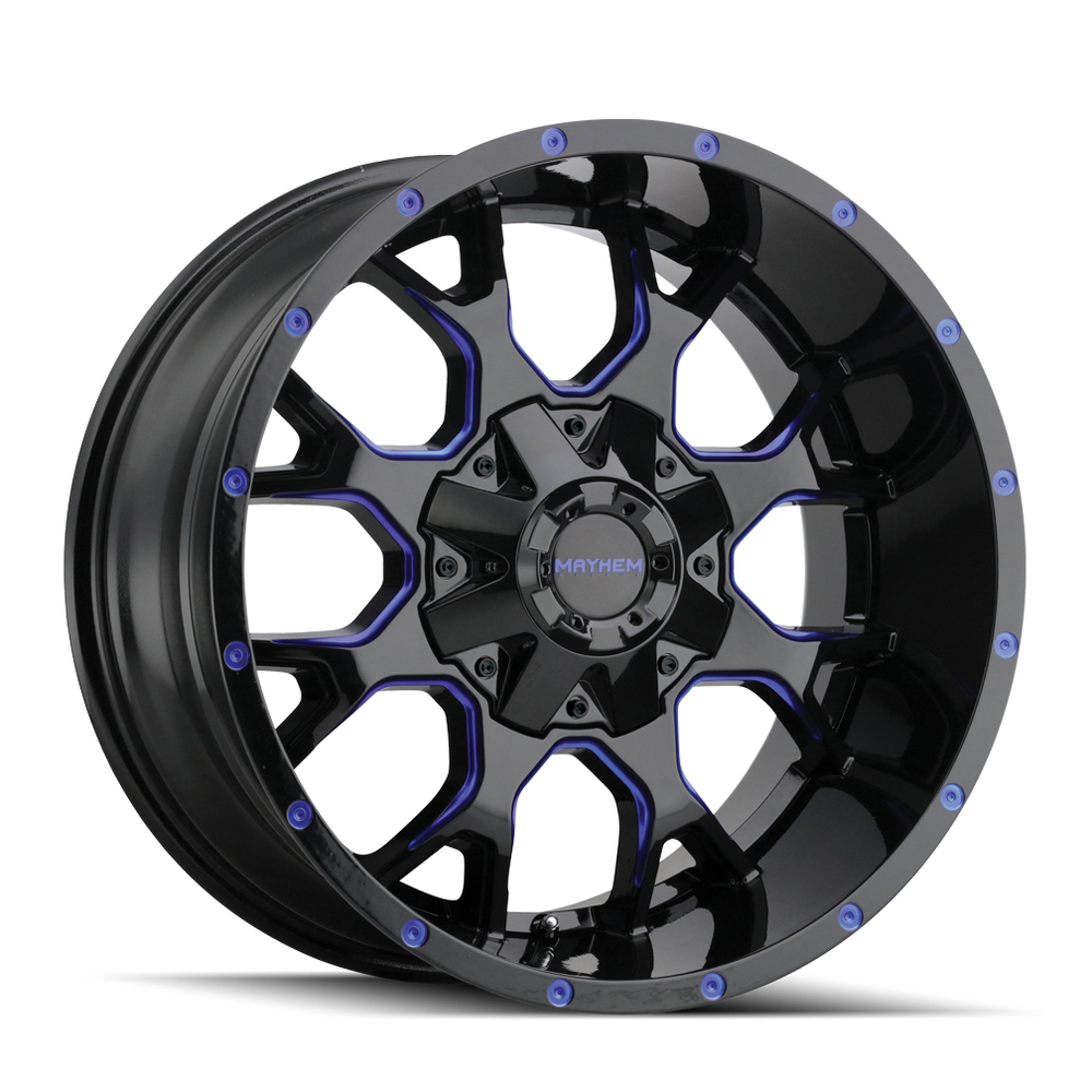 MAYHEM WARRIOR 8015 BLACK W PRISM BLUE 20X9 5-139.7 5-150 18MM 110MM
