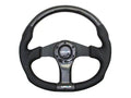 NRG Carbon Fiber Steering Wheel (350mm) Oval Shape Black w/Leather Trim
