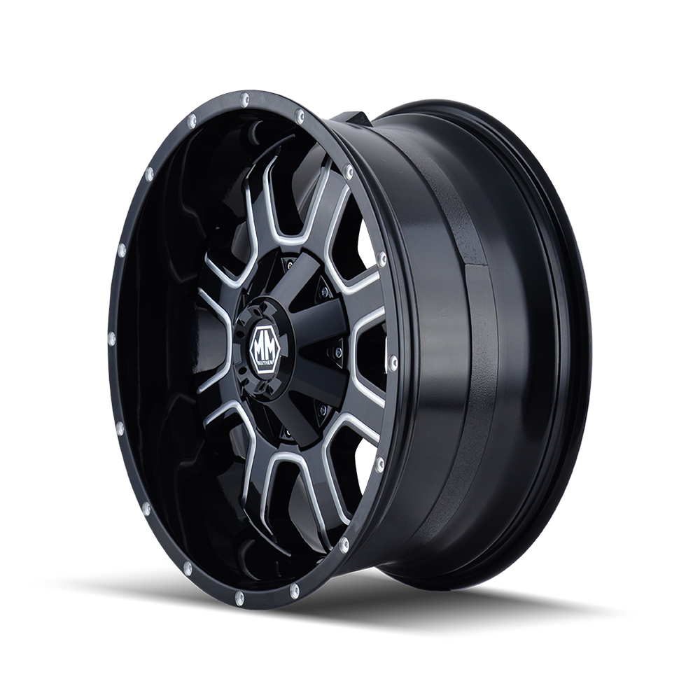 ~(41 lbs. 22X22X11)~ FIERCE (8103) GLOSS BLACK/MILLED SPOKES 20X10 6-135/6-139.7 -19MM 108MM