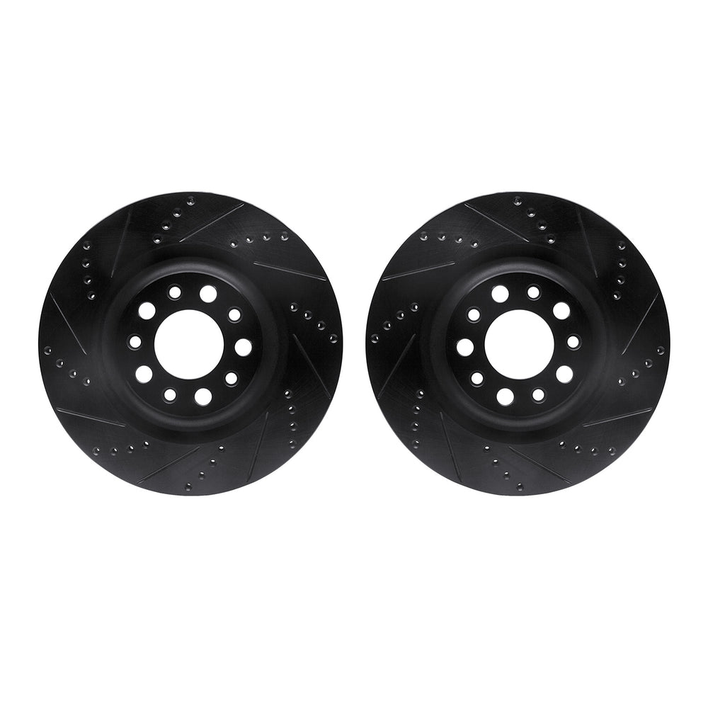 R1 17-25 Alfa Romeo Stelvio Rear Drilled & Slotted Black Brake Rotor Set