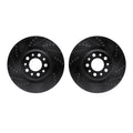 R1 17-25 Alfa Romeo Stelvio Rear Drilled & Slotted Black Brake Rotor Set