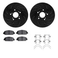 R1 13-22 Honda Accord Front Drilled & Slotted Black Brake Rotor Set w/Ceramic Pads and Hardware