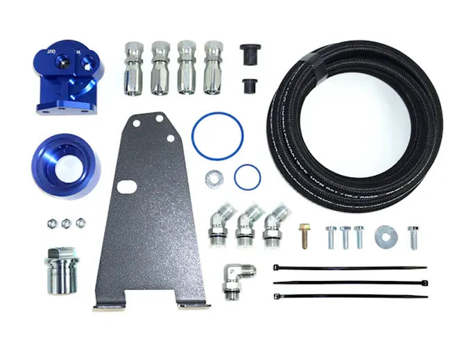 Inner fender well must be modified to provide filter clearance. 5.9L 6.7L Cummins Engines w/ Filter Thread of 1 Inch x 16 UN.