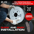 R1 Concepts Brake Rotors - Slotted - Silver w/ 5000 Oep Pads Hdw