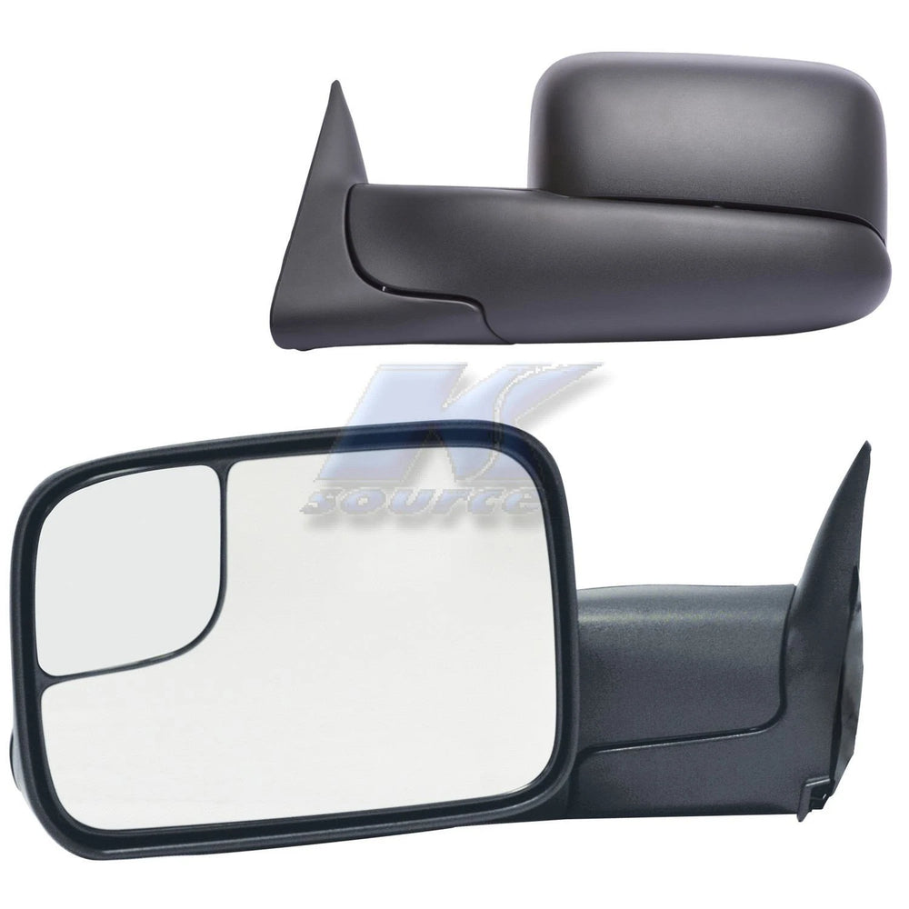 9802 DODGE RAM 1500/2500/3500 PAIR MANUAL OE MIRROR BLACK TOWING PKG FLIP OUT HEAD W/ BLIND SPOT