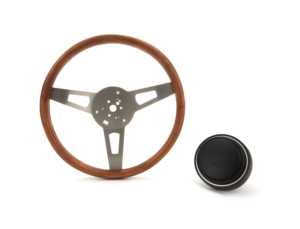 Steering Wheel: Classic Nostalgia Wood Wheel; 15" diameter 1 3/4" dish