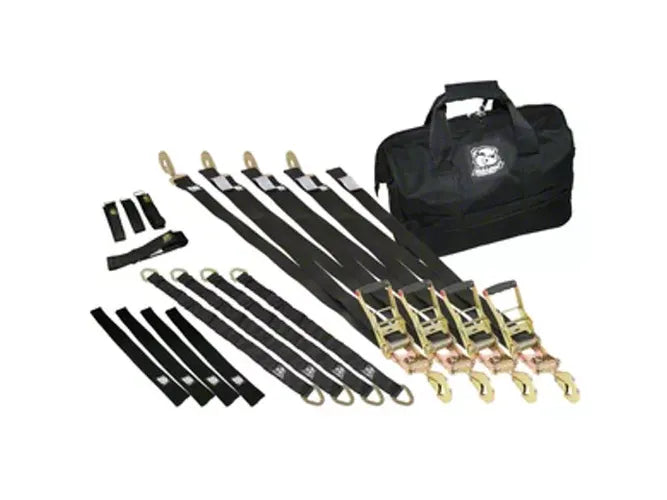 17PC RATCHETING TIEDOWN KIT 2IN X 8FT 10000 LB BREAKING STRENGTH