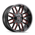 ~(37 lbs. 20X20X10)~ COGENT (8107) BLACK W/PRISM RED 18X9 6-135/6-139.7 0mm 106mm