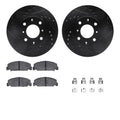 R1 E- Line Series Brake Rotor - D/S - Black w/ Ceramic Pads Hdw Fits Honda Civic