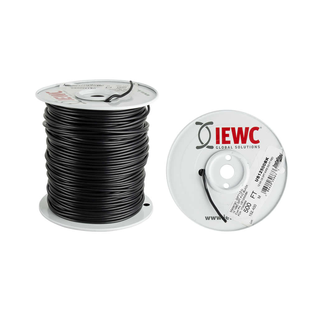 12 GA US GPT ALL COPPER PRIMARY WIRE BLACK - COIL OF 500 FT