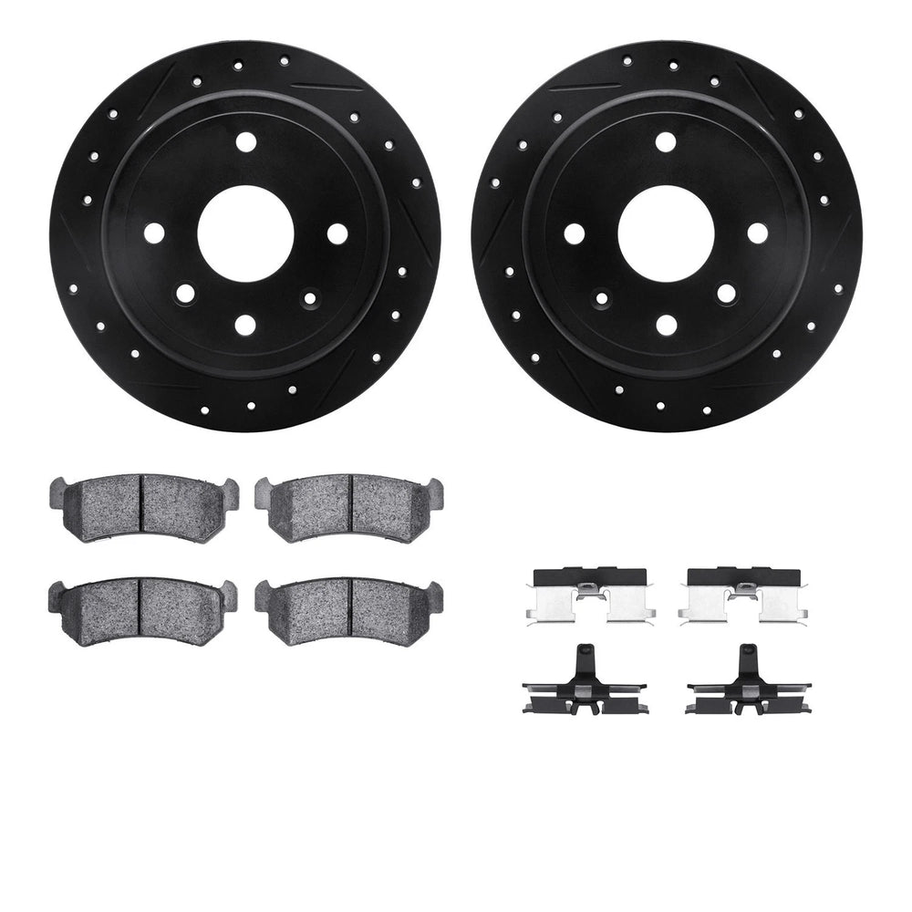 R1 E- Line Series Brake Rotor - D/S - Black w/ Ceramic Pads Hdw Fits Chevrolet Optra