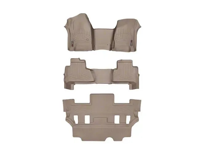 WeatherTech Tan Front Rear and Rear Floorliners - Over The Hump Fits -20-20 Chevrolet 455431-45607-8-9