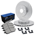 R1 Concepts Brake Rotors - Slotted - Silver w/ Semi-Met Pads Hdw Fits Chrysler Sebring