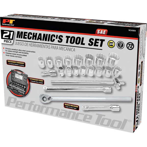 21PC 3/4IN DR SAE SKT SET