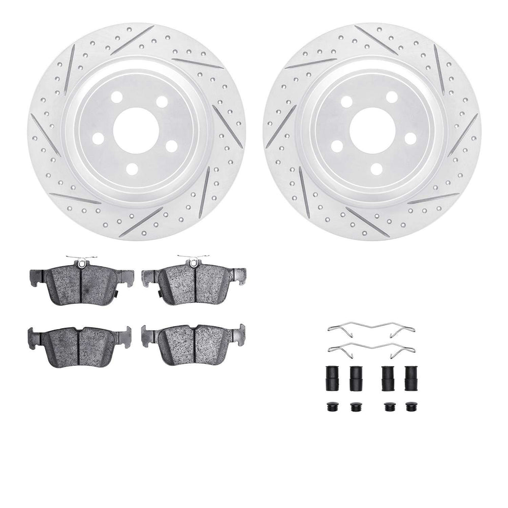 DFC 15-24 Ford Edge Rear Drilled & Slotted Geoperformance Rotors 5000 Advanced Brake Pads w/Hardware
