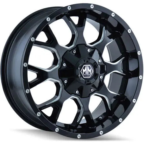 ~(42 lbs. 22X22X10)~ WARRIOR (8015) BLACK/MILLED SPOKES 20X9 6-120/6-139.7 30MM 78.1MM