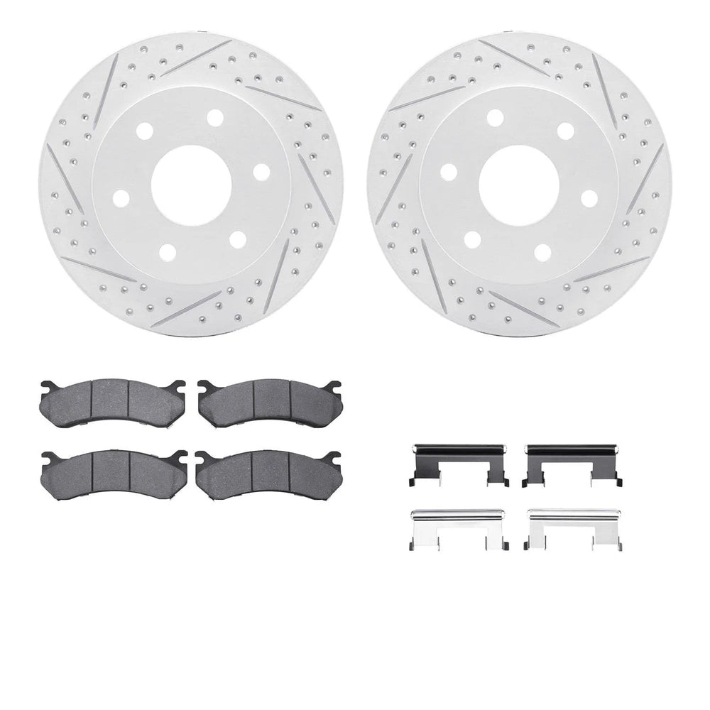 DFC 99-08 Cadillac Escalade Front Drill/Slot Geoperf Rotors 5000 Advanced Brake Pads w/Hardware