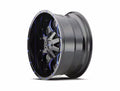 ~(42 lbs. 22X22X10)~ WARRIOR (8015) BLACK W/PRISM BLUE 20X9 5-150/5-139.7 0mm 110mm