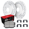 R1 01-05 Mazda Miata Rear Drill/Slot Carbon Coated Rotor Set w/Optimum Pads
