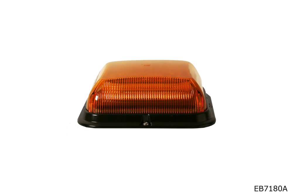 LED BEACON SQUARE POLY BASE LOW PROFILE 1224VDC 8 FLASH PATTERNS CLEAR LENS AMBER