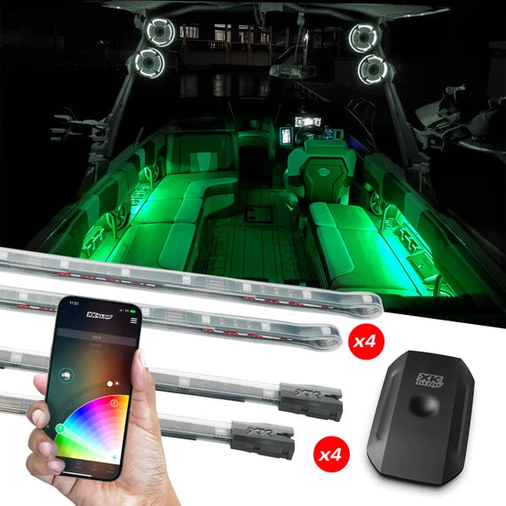 XK Glow XKchrome Boat Strip Advanced Kit w/ Dual-Mode Dash Mount Controller 6x36In + 6x9In