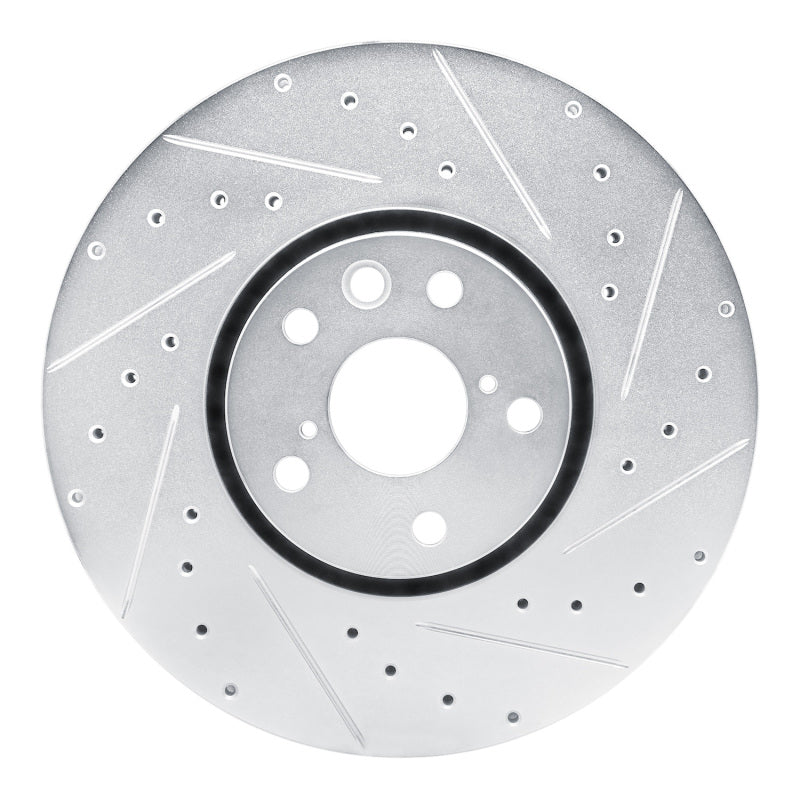 R1 20-22 Ford Mustang Right Front Drilled & Slotted Silver Brake Rotor