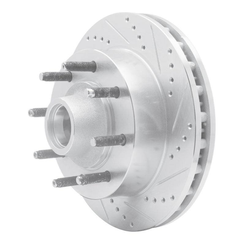DFC 03-05 Ford Excursion Front Right Drilled & Slotted Silver Brake Rotor