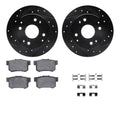 R1 E- Line Series Brake Rotor - D/S - Black w/ Ceramic Pads Hdw Fits Acura Vigor