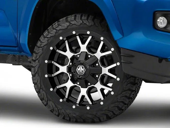 ~(42 lbs. 22X22X10)~ WARRIOR (8015) BLACK/MACHINED FACE 20X9 6-135/6-139.7 18MM 108MM