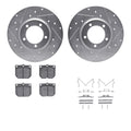 R1 79-83 Nissan 280ZX Front Drilled & Slotted Silver Brake Rotor Set w/Optimum OE Pads and Hardware